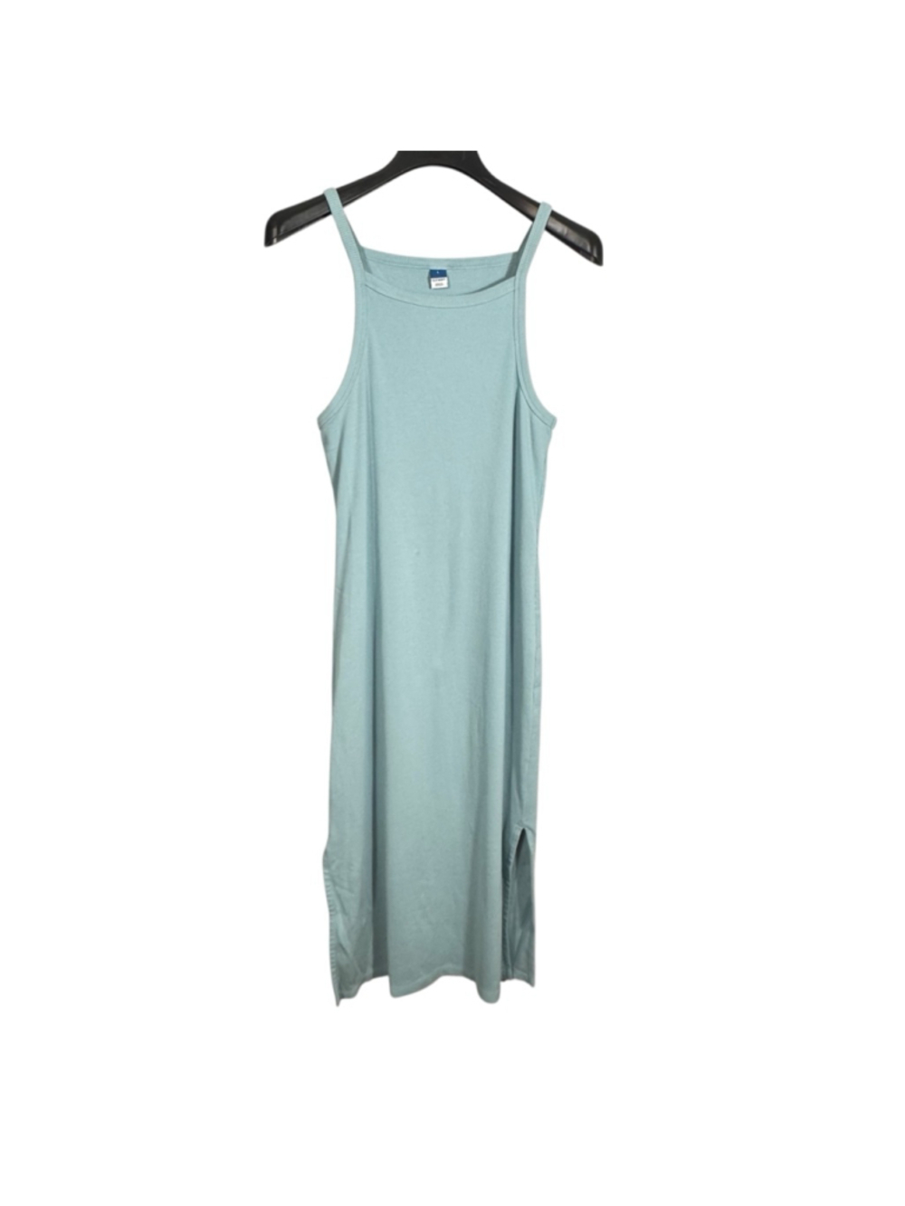 Size L Old Navy Light Blue Ribbed Midi Sleeveless Casual Spring Summer Dress - Picture 2 of 8
